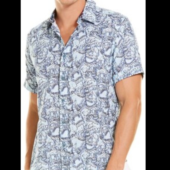 ♥️EUC TASSO ELBA MEN'S PAISLEY WOVEN SHIRT - Picture 1 of 7